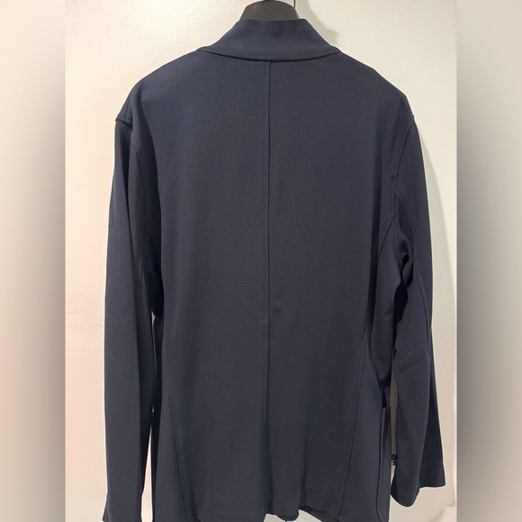 Armani Collezioni Men's Stand Collar Knit Jacket in Dk Navy, L